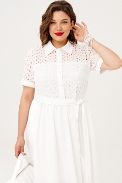 Нарядное летнее белое платье с пышной юбкой и поясом Almirastyle 373 - фото 2