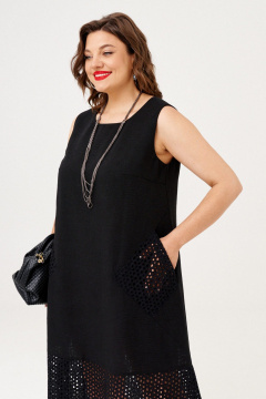 Платье свободного силуэта из льна с подрезами и накладными карманами Almirastyle 375 - фото 3