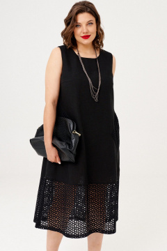 Платье свободного силуэта из льна с подрезами и накладными карманами Almirastyle 375 - фото 2