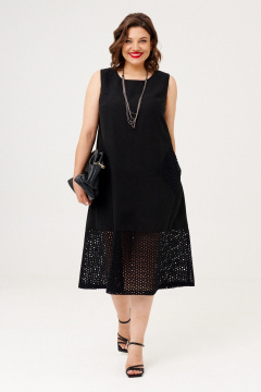 Платье свободного силуэта из льна с подрезами и накладными карманами Almirastyle 375 - фото 1