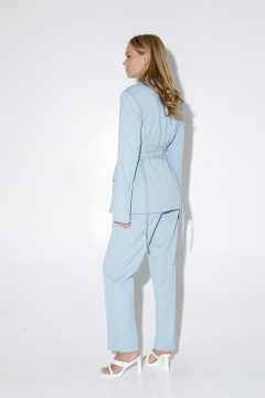 Жакет со шнуровкой и расширенной линией плеч из текстиля PiRS 5148 серо-голубой - фото 3