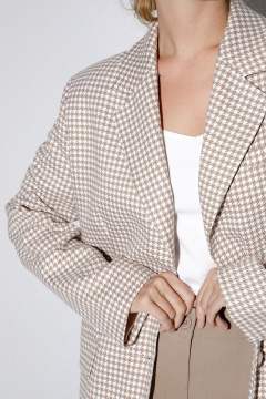 Бежевый оверсайз жакет с рисунком «гусиная лапка» PiRS 5203 бежевый - фото 4