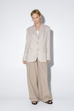 Бежевый оверсайз жакет с рисунком «гусиная лапка» PiRS 5203 бежевый - фото 3