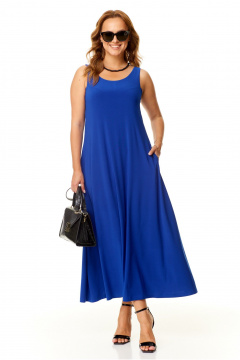 Трикотажный сарафан с V-вырезом для летних повседневных образов Taita plus 2410/4 василек - фото 3