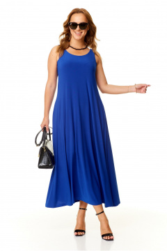 Трикотажный сарафан с V-вырезом для летних повседневных образов Taita plus 2410/4 василек - фото 2