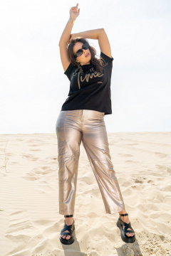 Черная летняя майка из трикотажа с принтом Andina 428 черный+печать - фото 4