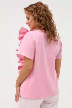 Розовая летняя блуза из натуральной ткани с рюшей Angelina & Сo 1112 - фото 5