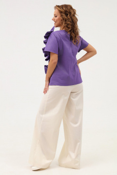 Белые широкие брюки палаццо с высокой посадкой Angelina & Сo 1117 - фото 4