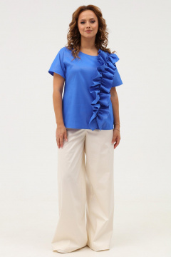 Белые широкие брюки палаццо с высокой посадкой Angelina & Сo 1117 - фото 1