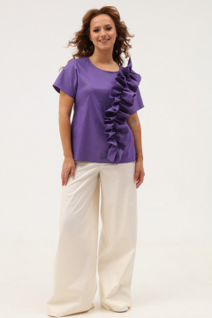 Фиолетовая летняя блуза из текстиля с люрексом Angelina & Сo 1118 - фото 2