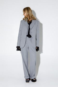 Костюм из оверсайз жакета и широких брюк PiRS 5234 светло-серый - фото 3