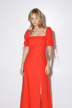 Макси-платье из льна с высоким разрезом PiRS 5281 красный - фото 2