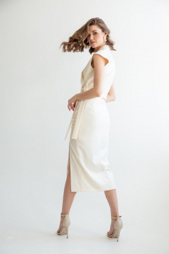 Элегантная молочная миди-юбка с разрезом и сборкой ERTANNO 2300 топленое молоко - фото 2