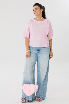 Рубашка розовая, на каждый день, легкий крой, хлопок Anelli 1302 спящая_красавица - фото 3