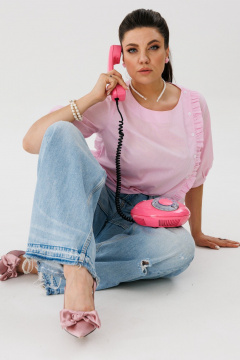 Рубашка розовая, на каждый день, легкий крой, хлопок Anelli 1302 спящая_красавица - фото 2