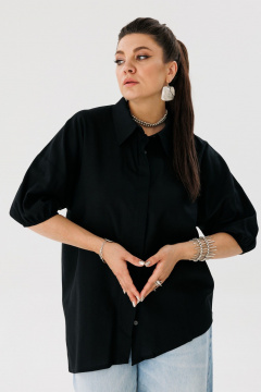 Рубашка голубая, асимметричный крой, легкий текстиль Anelli 1324 земля - фото 4