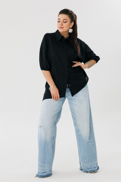 Рубашка голубая, асимметричный крой, легкий текстиль Anelli 1324 земля - фото 2