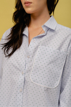 Блуза в полоску с накладным карманом и спущенными плечами JRSy 2305 - фото 3