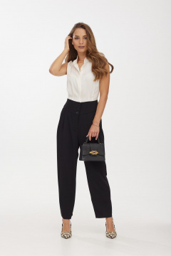 Летний белый и черный комбинизон без рукавов Vesnaletto 3906 - фото 5