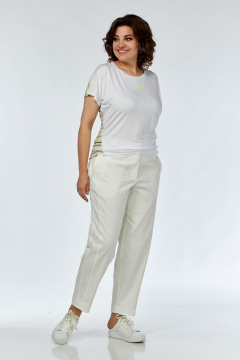 Белые брюки с высокой посадкой, демисезон, хлопок Anna Majewska 1545 - фото 1