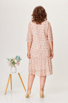 Летнее платье из шифона с сборкой и длиной до колена Fortuna ШЖ 669 бежево-розовый - фото 3