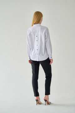 Белая хлопковая блуза с классическим воротником и длинным рукавом Мастер Мод 822хс белый_черные_пуговицы - фото 5