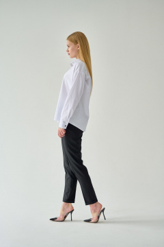 Белая хлопковая блуза с классическим воротником и длинным рукавом Мастер Мод 822хс белый_черные_пуговицы - фото 3