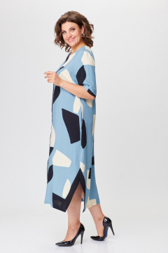 Повседневное летнее платье из вискозы с разрезами Michel chic 2168 голубой - фото 4