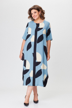 Повседневное летнее платье из вискозы с разрезами Michel chic 2168 голубой - фото 2