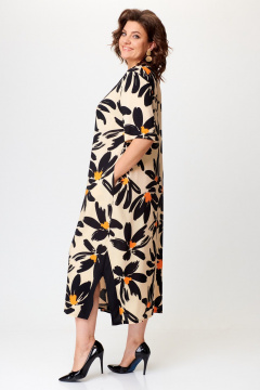 Летнее платье с контрастной планкой и боковыми карманами Michel chic 2168 ромашка - фото 4