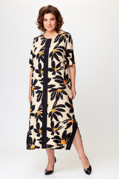 Летнее платье с контрастной планкой и боковыми карманами Michel chic 2168 ромашка - фото 3