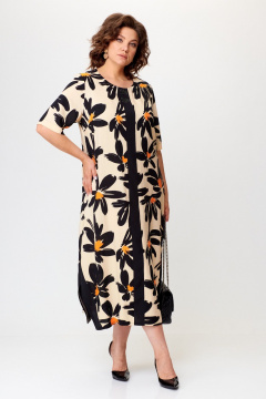 Летнее платье с контрастной планкой и боковыми карманами Michel chic 2168 ромашка - фото 1