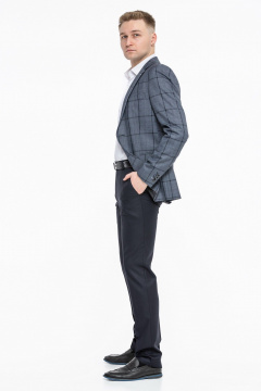 Деловой костюм двойка классический серый из текстиля LAGENTE 0631.170 серо-синий - фото 5