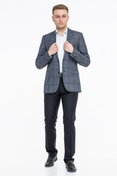 Деловой костюм двойка классический серый из текстиля LAGENTE 0631.170 серо-синий - фото 3