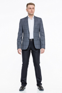 Деловой костюм из текстиля серый приталенный стиль LAGENTE 0631.176 серо-синий - фото 1