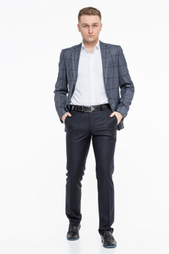 Классический деловой костюм из текстиля серый стиль LAGENTE 0631.182 серо-синий - фото 4