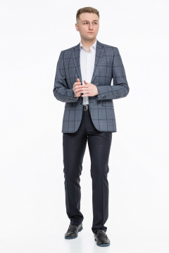 Классический деловой костюм из текстиля серый стиль LAGENTE 0631.182 серо-синий - фото 2