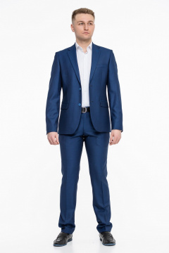Деловой костюм из текстиля синяя классика с зауженными брюками LAGENTE 0639.182 ярко-синий - фото 1
