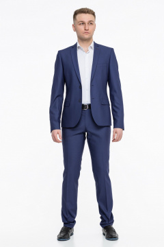 Деловой костюм двойка из плотной немнущейся ткани LAGENTE 0641.170 сине-фиолетовый - фото 1