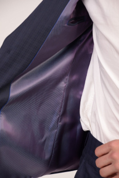 Деловой мужской костюм 2-ка с зауженными брюками из текстиля LAGENTE 0642.188 синий - фото 5