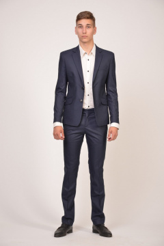 Деловой мужской костюм 2-ка с зауженными брюками из текстиля LAGENTE 0642.188 синий - фото 2