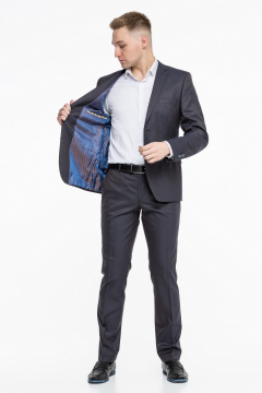 Классический мужской костюм 2-ка из текстиля с балансом ткани LAGENTE 0644.176 серо-синий - фото 4