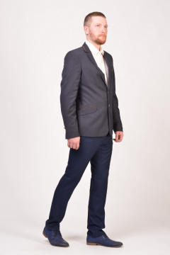 Классический мужской пиджак с двумя карманами и зауженным кроем LAGENTE 3116.176 сине-коричневый - фото 2
