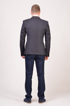 Мужской зауженный пиджак из текстиля с классическим стилем LAGENTE 3116.182 сине-коричневый - фото 3