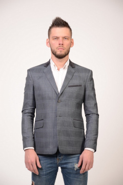 Пиджак серый классический зауженный для делового гардероба LAGENTE 3126.176 серо-синий - фото 2