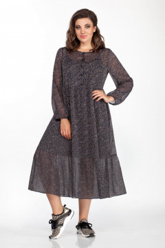 Платье шифоновое с отрезной линией талии и шлейками Anna Majewska 1403 фиолетовый - фото 1