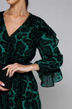 Платье шифоновое полуприлегающего силуэта с воланами Butеr 2863 изумруд - фото 5