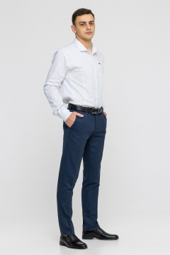 Зауженные брюки из плотной поливискозы с подкладкой и тесьмой LAGENTE 6041-4.188 синий - фото 2