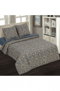 Круглогодичный комплект постельного белья из хлопка, поплина, синий на резинке АРТПОСТЕЛЬ 932 мадрид - фото 1