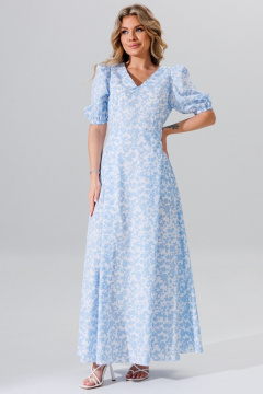 Платье с вырезом V и юбкой с складками в полоску Faufilure C1654 - фото 1